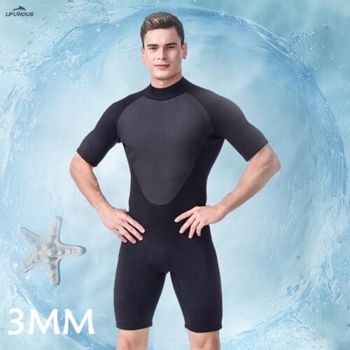 3MM Neoprene Wetsuit Men Keep Warm Swimming Scuba Diving Bathing Suit Short Sleeve Triathlon Wetsuit for Surf Snorkeling