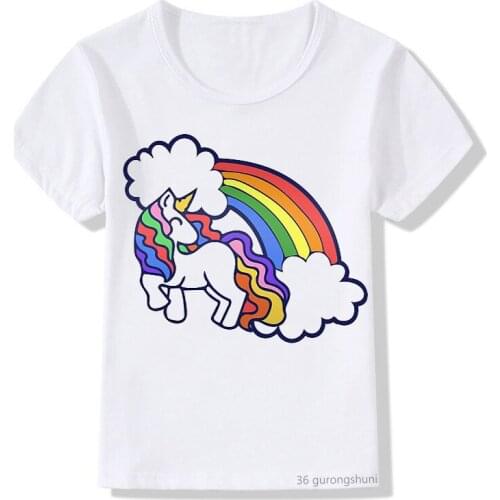 2021 New style girks t shirt rainbow print childrens t-shirt short-sleeved O-neck childrens clothes summer tshirt boys tops
