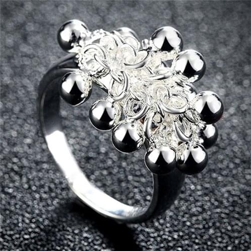 New Kind 925 Sliver Fashion Jewelry Grape Bead Glossy Pearl Ring For Women Wedding Anniversary Party Romantic Present