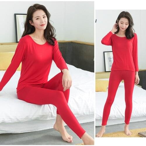2020 Autumn And Winter Ladies Plus Fat 7Xl Modal Pajamas Set Elastic Thin Homewear Suit Thermal Underwear Intimate Lingerie