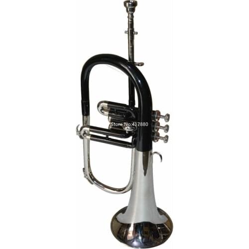 New Brand Bb Flugelhorn Black Nickel Sliver Bell Musical Instruments with Case Mouthpiece Free Shipping