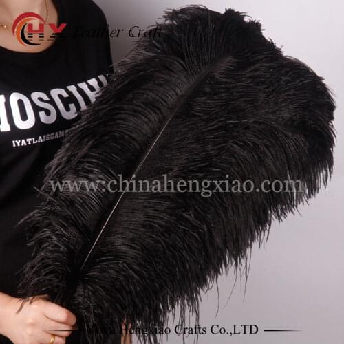 Wholesale Hard rod 10pcs/lot natural black Ostrich Feathers 15-75cm /6-30" Wedding Christmas Decorations DIY Feather