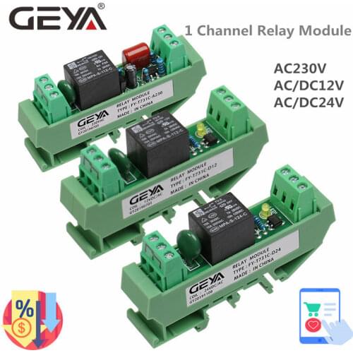 GEYA 1 Group Relay Module AC/DC 24V 12V 230VAC Din Rail Mounted GSM Relay Control Timer Module 1NO1NC Slim Relay
