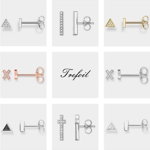 Ear Stud Earrings X Sharp Triangle Pave Geometric,925 Sterling Silver Fashion Jewelry Trendy Gift For Women Girls New Earrings