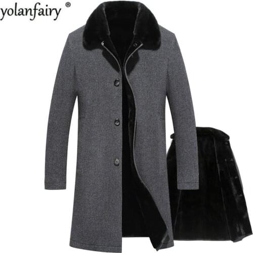 Real Fur Coat 100% Wool Jacket Real Mink Fur Coat for Mens Clothes 2020 Warm Winter Jacket Men Real Fur Parka Casaco 78459 YY910