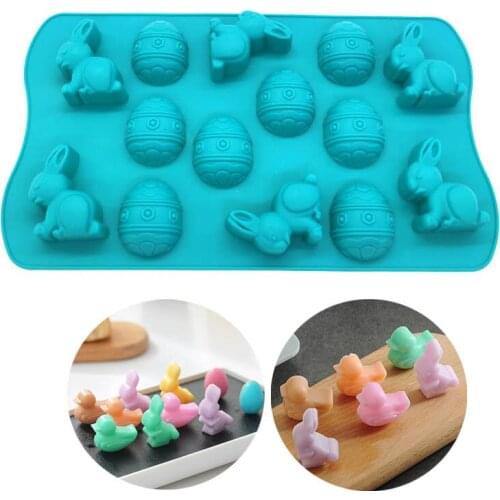 Easter Eggs Silicone Chocolate Mold Rabbit Shaped Fondant Molds Soap Form Candy Bar Mould Cake Decorating Tools Silicone Form