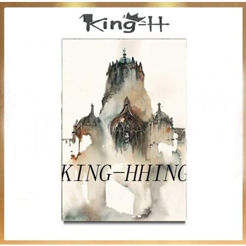 The creation of high quality abstract watercolor calligraphy building landscape on the canvas painting wall decoration porch hot