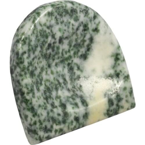 TUMBEELLUWA 1Lot (2Pc) Carved Thumb Stone Semicircle Reiki Healing Crystal Balancing Pocket Palm Worry Stones