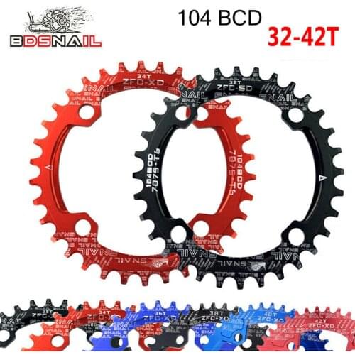 Snail Chainring 104BCD Narrow Wide Single Speed Mountain Road Bike Oval Chain Ring Bicycle Chainwheel 32 34 36 38 40 42T