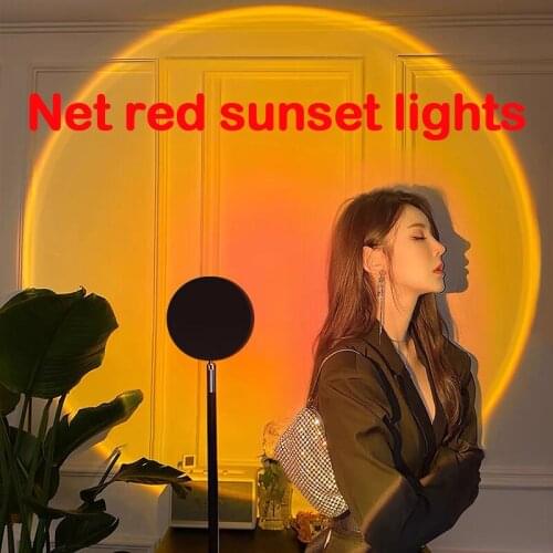 USB Rainbow Sunset Red Projector Led Night Light Sun Projection Desk Lamp for Bedroom Bar Coffee Store Wall Decoration Lighting