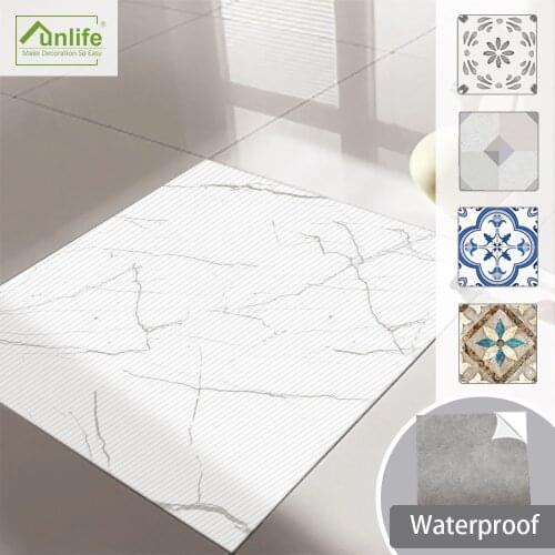 Funlife White Marble Bathroom Vinyl Flooring Sheet Living Room Floor Tile Stickers Waterproof Modern Home Renovation Decoration