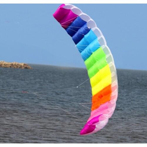 1.4/2/2.7m Rainbow Dual Line Kitesurfing Stunt Parachute Soft Parafoil Surfing Kite Sport Kite Large Outdoor Beach Flying Kite
