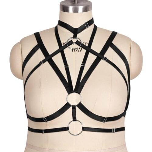 Punk Choker Puls Size Sexy Lingerie Body Harness Tops Corset Bondage Cage Bra Goth Straps Hollow Out Suspenders Fetish Club Rave