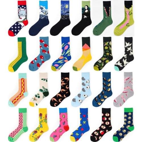Unisex Winter Knitted Mid-Calf Long Crew Socks Funny Cartoon Animal Printed Hip-Hop Trendy Cotton Hosiery Skateboard Streetwear