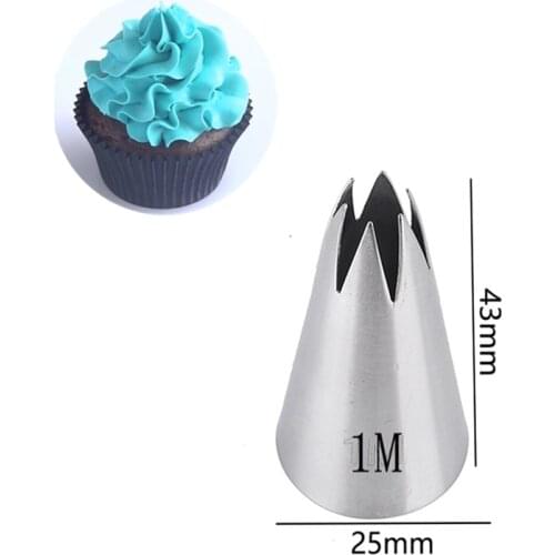 1pc Cake Decorating Nozzle 304 Stainless Steel Icing Baking Pastry Tools Pastry Flower Mout Straight 6-Tooth Cream Nozzle