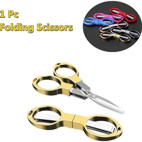 1 pc folding safety scissors sharp stainless steel blades safe portable travel and travel scissors braided wire cutters