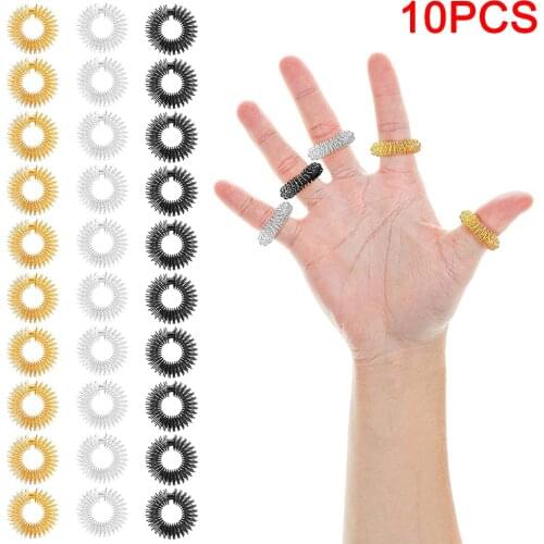 10Pcs Finger Massage Ring Acupuncture Health Care Body Acupressure Massager Health Care Body Massager Relax Hand Massage Finger