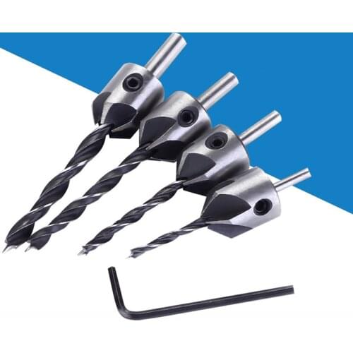 3mm-10mm HSS Countersink Drill Bit Set Reamer Woodworking Chamfer Drill Counterbore Pliot Hole Cutter Screw Hole Drill