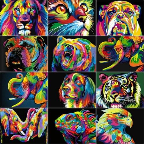 AZQSD Paint By Numbers On Canvas Animal Unframe Unique Gift DIY Pictures By Numbers Elephant Acrylic Paint Handpainted Gift