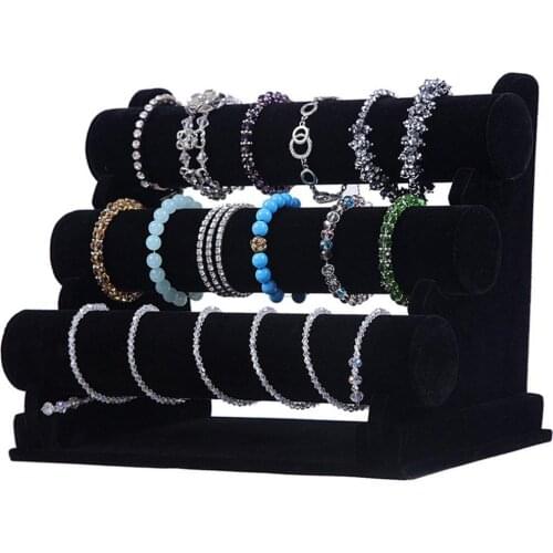 1-3Tier Velvet Jewelry Bracelet Watch Bangle Display Holder Stand Showcase T-bar Storage Necklace Bangle Organizer dropshipping