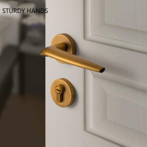 Home High-end Mute Security Door Locks Zinc Alloy Interior Door Handle Lock Bedroom Silent Antique Gate Lock Furniture Hardware