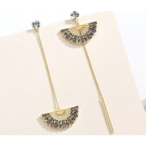 Bohemia Dangle Drop Earrings Women Accessories Fan Shaped Handmade Tassels Earrings Ethnic Jewelry Free Shipping