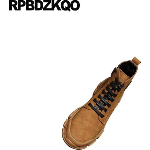 Short designer brown zipper combat military mens winter boots warm shoes faux fur ankle fall fashion suede vintage korean autumn