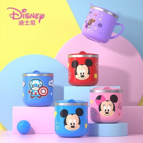 Disney girls Minnie Cartoon 316 stainless steel Milk cup kids boys Mickey Mouse Sport Bottles Juice cup
