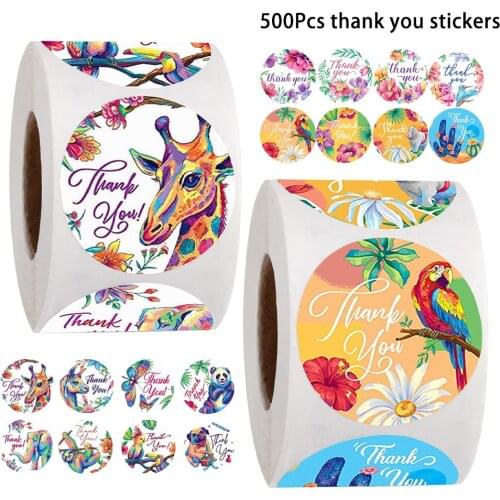 Color Cute Animal Stickers 100-500Pcs Thank You Stickers Seal Labels For Business Packaging Scrapbooking Stationery Stickers