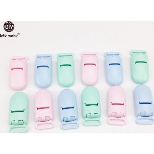 Lets Make Baby Accessories Pacifier Clips Plastic 100pc Candy Color Bib Holder Clips Baby Gift DIY Material Dummy Clips Teether
