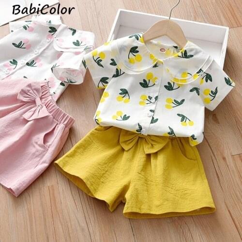 Children Girls Summer Set Fashion Cotton Tops+shorts 2pcs 2-6Y Girls Party Clothing Set For Kids Girls Outfits Set