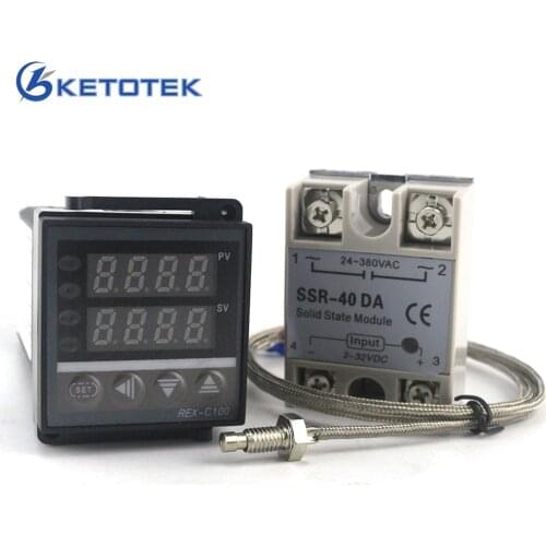 Ketotek Dual Digital PID Temperature Controller Thermostat REX-C100 thermocouple K SSR 40A SSR-40DA 110V 220V Programmable