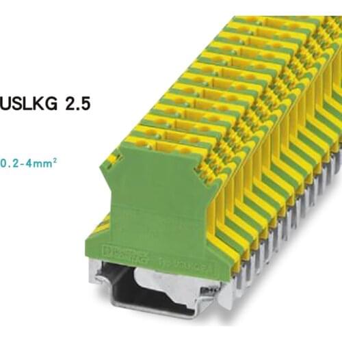 10Pcs/lot USLKG-2.5 Din Rail Ground Terminal Blocks PHOENIX Type Universal Wiring Connector Screw Terminal USLKG2.5N