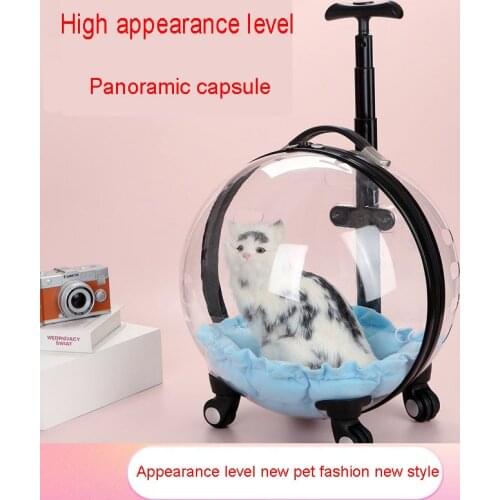 Cat Bag Pet Trolley Portable Bag For Going Out Carrier For Cat Transparent Capsule Ventilation Dog Travel Bubble Box Pet Carrier
