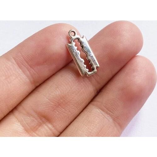 30pcs Razor Blade Tibetan Silver Color Tone Pendant Connector Accessories Diy Handmade Finding Jewelry Making Supplies wholesale
