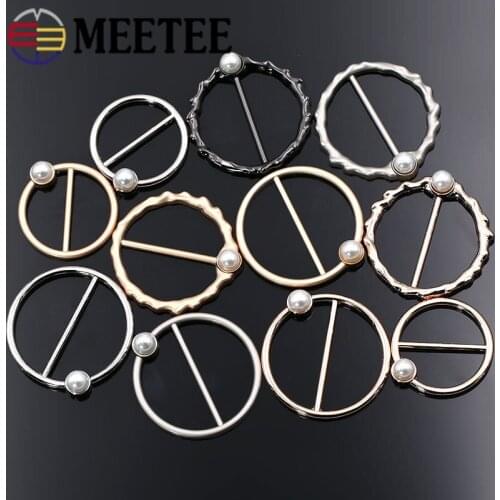 Meetee 2pcs 30/38/40mm Fashion Round Tri-Glide Button Clothes Belt Buckle DIY Shirt T-shirt Decorative Clasp Adjust Ring Buckles