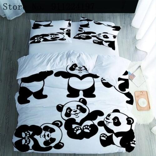 Cartoon Animal Duvet Cover Comforter Bedding Set Panda Printing Luxury 3pcs Quilt Cover Single Double Queen King Size For Kids