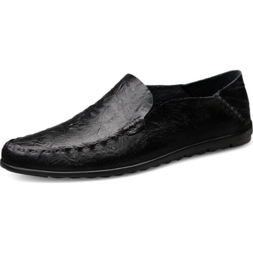 2020 Genuine Leather Men Shoes Soft Moccasins Loafers Men Brand Men Flats Comfy Boat Shoes