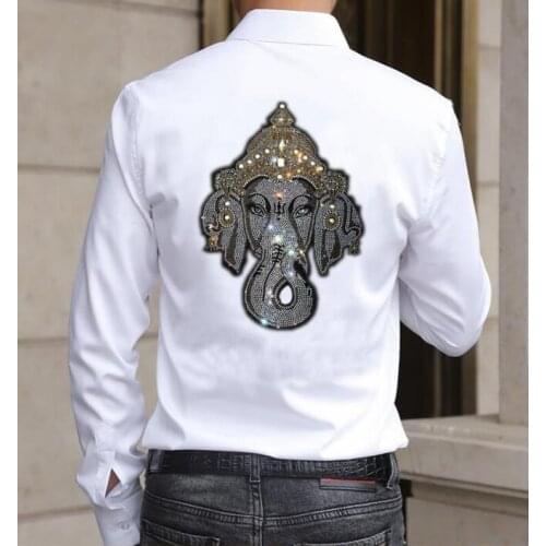 Hot drilling Shirts for Man Rhinestone Shirt Premium Slim Fit Long Sleeve two color man Shirts