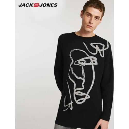 Jack Jones mens Autumn & Winter Long Printed Knit Sweater |218324515