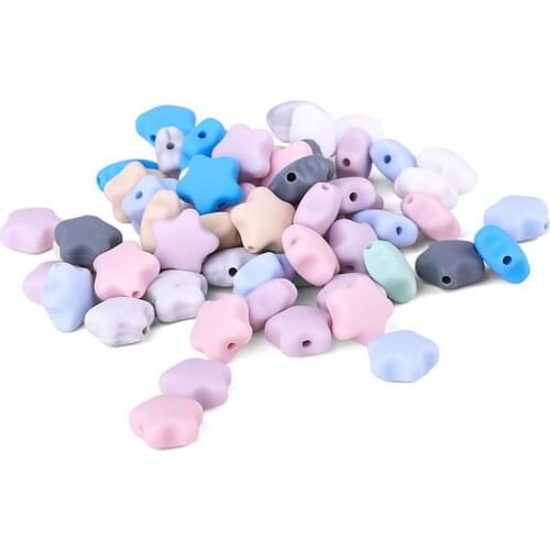 Wholesale Silicone Stars Beads BPA Free Baby Teething Beads Chewable Silicone Teethers Infants Nursing Nipple Chain DIY Tools