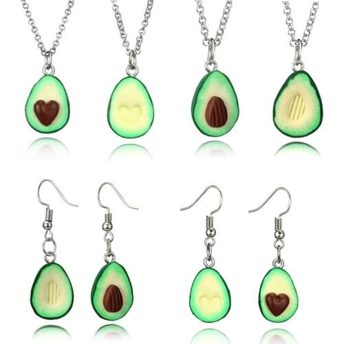Cute Cartoon Green Avocado Paired couple Pendant Necklace Bff best Friend Friendship Necklace Kawaii Neck chain collars Jewelry
