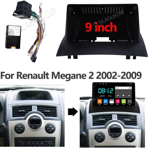 For Renault Megane 2 2002-2009 Car Fascia Wires Board Control CANBUS Work Stereo Panel Dash Installation DVD Frame 9 Inch 2din