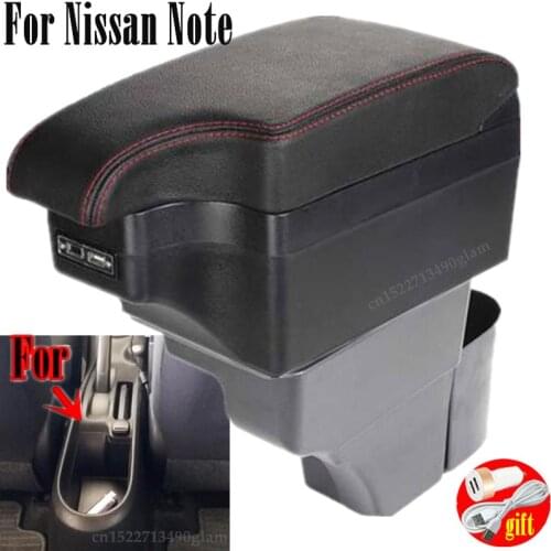 For Nissan Note Armrest Box USB Charging Heighten Double Layer Central Store Content Cup Holder Ashtray Accessories 16-18