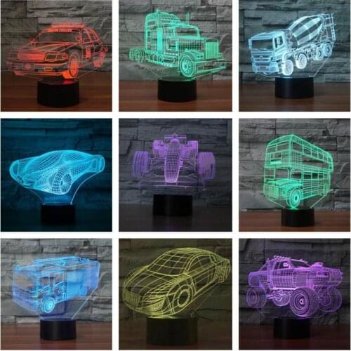 Police Carr 3d Table Lamps For Living Room Childrens room decoration 3D night light Christmas Gift Childrens Toys Desk Lamp
