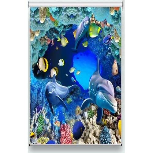 Large 3D Photo Roller Curtains Dolphin ocean window Roller Blinds living room bedroom customize 3d Roller Blinds window