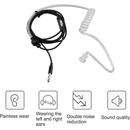 FBI Style Air Tube In-ear Headset Radiation protection Earphone monitor Earpiece Agent Headphone Mini Walkie Air duct earbuds