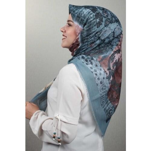 JAWEL PATTERNED LINEN FLAMLI SCARF-DESEN-37-RENK-09
