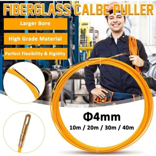 10-40M 4mm Cable Puller Fish Tape Yellow Cable Fiberglass Fish Tape Reel Puller Fiberglass Metal Wall Wire Conduit