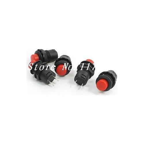 SPST 2 Pin Panel Mount Momentary Push Button Switch Red Black